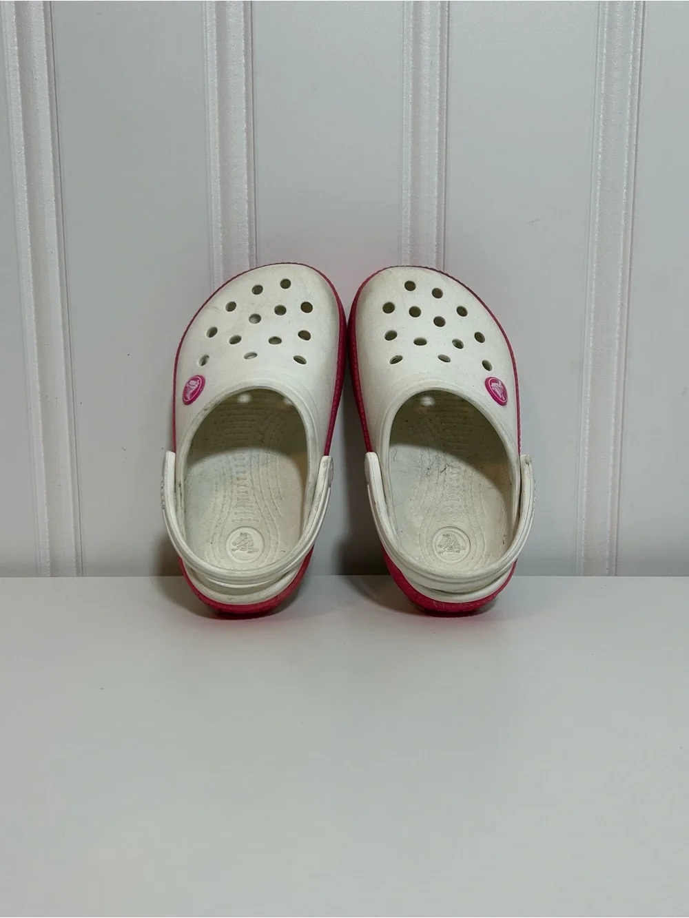 CROCS Kids White Clog with Pink Midsole